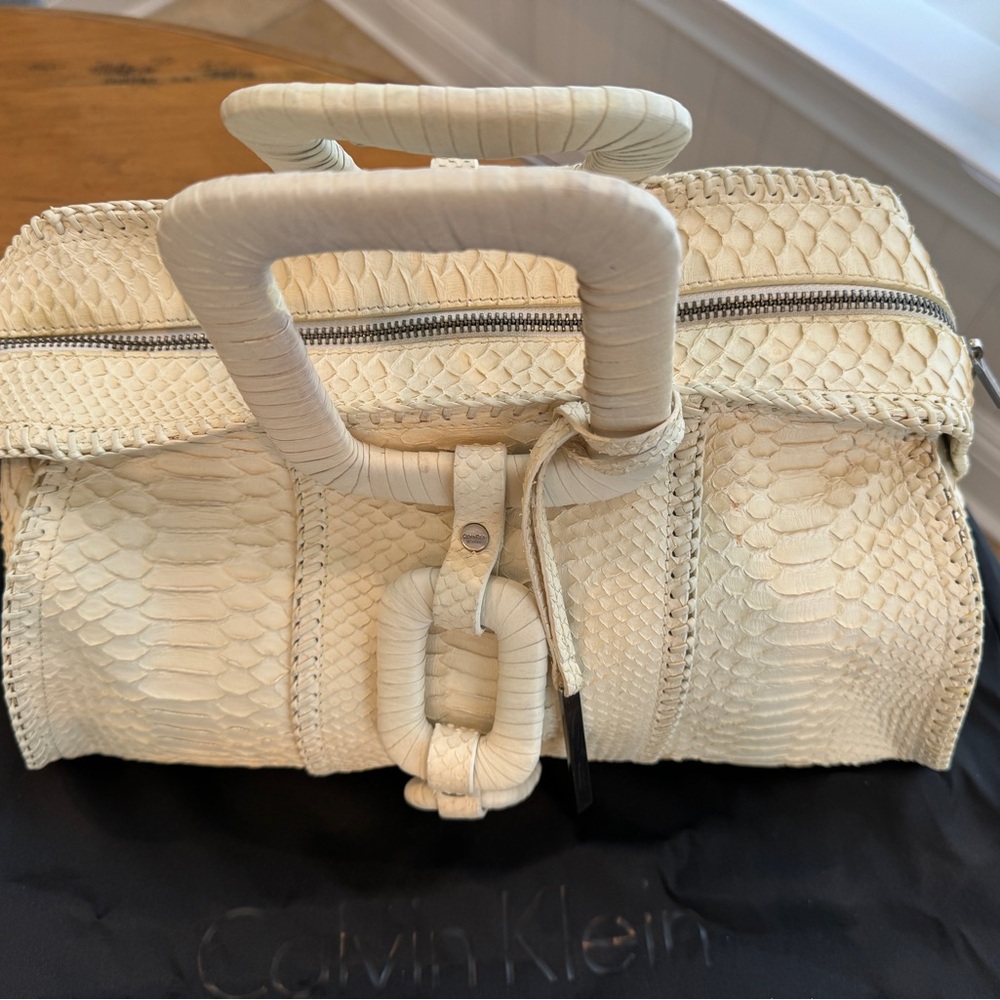 Calvin Klein Collection Large White Python Designer  Handbag - Picture 11 of 13